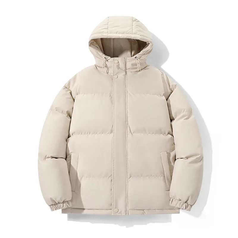 KIDWHXR Parkas Coat Winter Man Simple Solid Long Sleeve Men Hooded Jacket Thicken Warm Outdoor Casual Versatile Male Outerwear