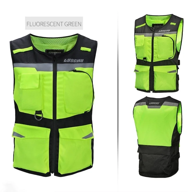 LYSCHY Motorcycle Travel Riding Reflective Off-road Racing Fluorescent Safety Sports Car Anti-fall Clothing Vest With Protectors