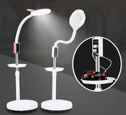 220V LED Beauty Cold Light Lamp 16x Magnifying Glass Manicure Tattoo Shadowless Lamp Rotating Dimming Eye Protection Beauty Lamp