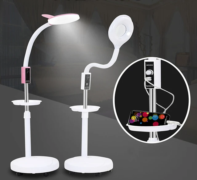220V LED Beauty lampa zimnego światła 16x szkło powiększające Manicure tatuaż lampa bezcieniowa obrotowe przyciemnianie ochrona oczu lampa kosmetyczna