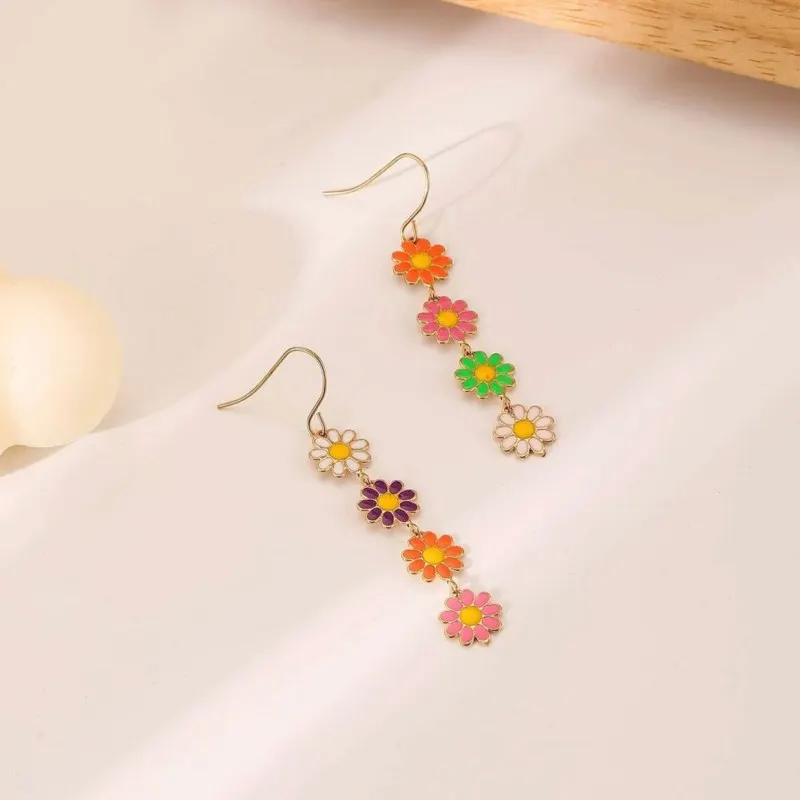 Creative Multicolor Daisy Women's Earrings Flower Linked Accessories DIY Handmade Jewelry Personalized Earrings Gifts for Her