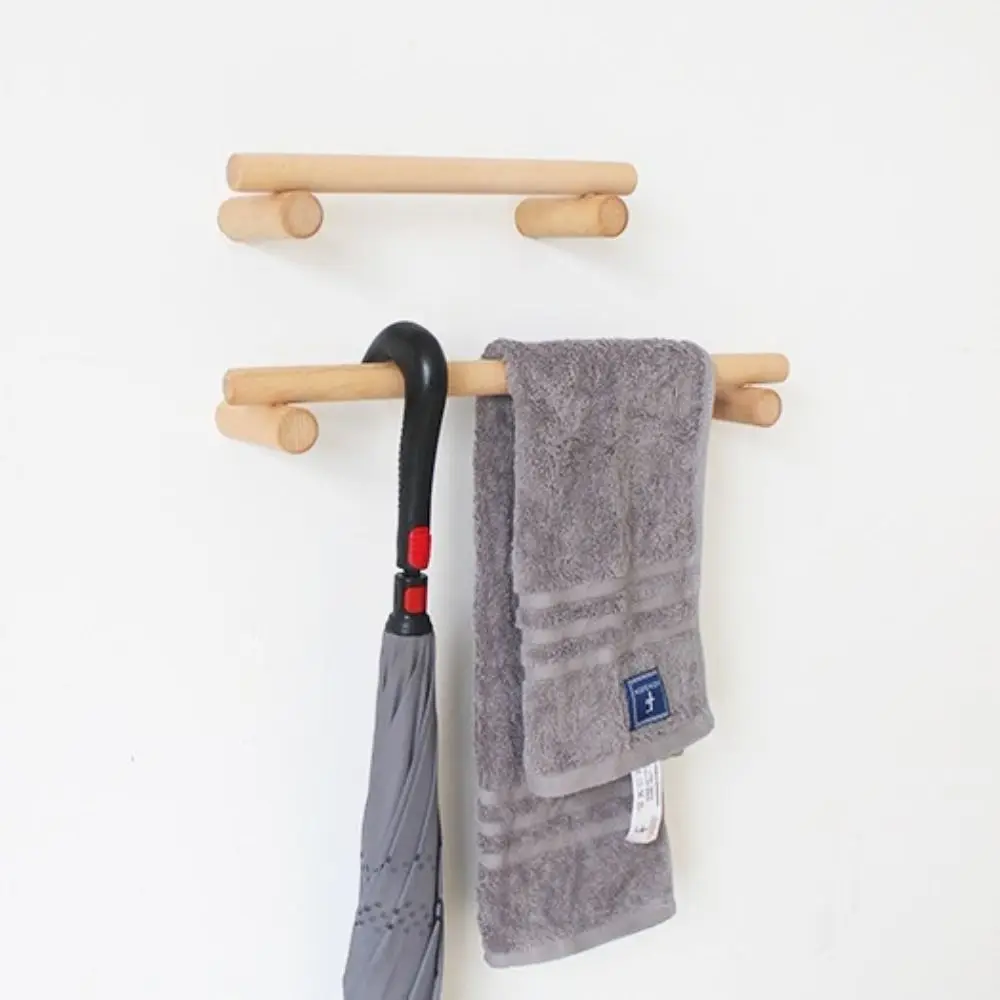 

Shelf Wall Hanger Wooden Towel Rack Paper Holder Simple Hooks Towel Storage Stand Hanging Bath Towel Bar Toilet