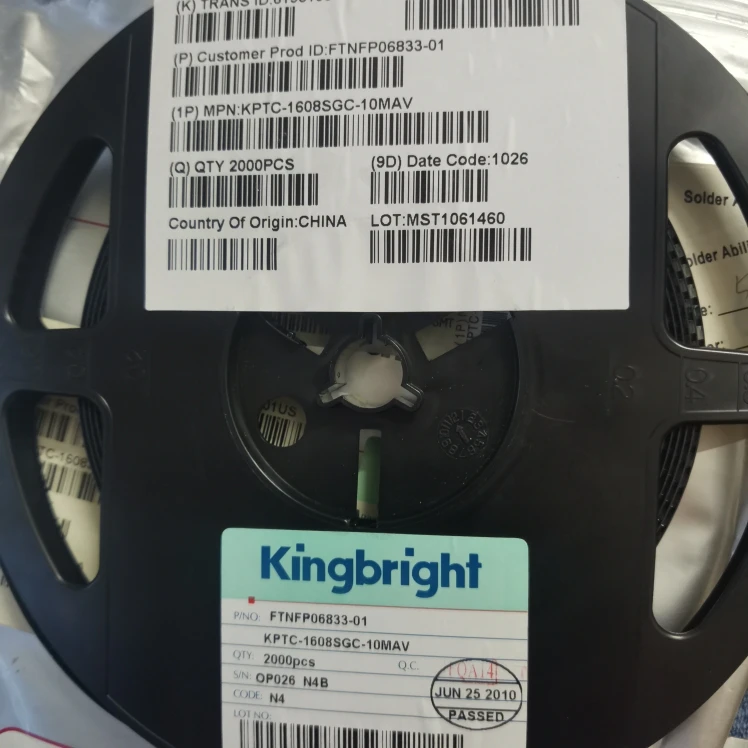 50Pcs/KPTC-1608SGC-10MAV 0603 (1608) Yellow-green highlight LED lamp beads