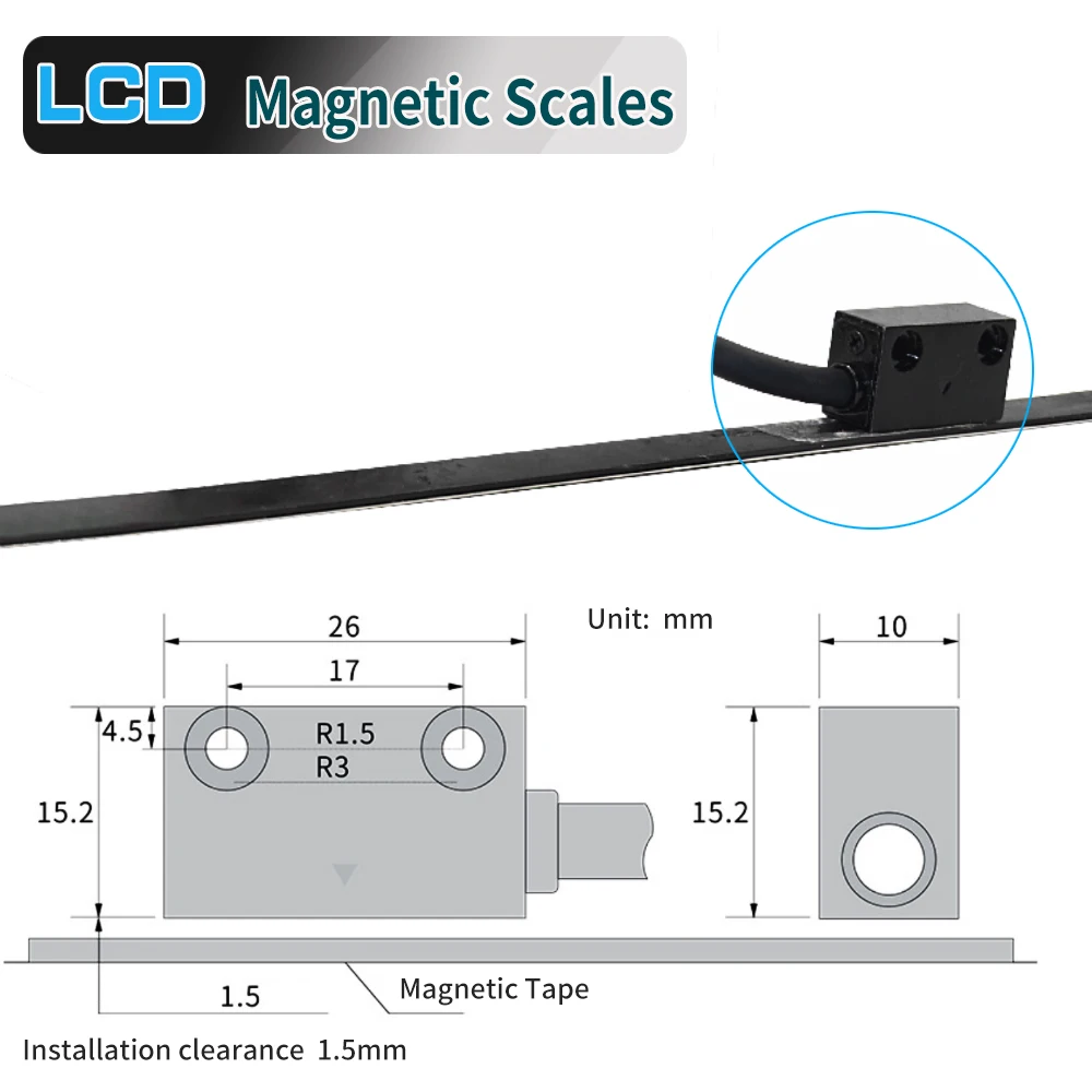 M10 LCD Magnetgitterskala Holzbearbeitung Integriertes eingebettetes Messsystem Magnetband mit Fleckbandprofil