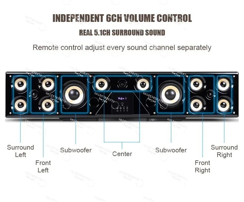 Newest 5.1ch Home Theater Soundbar Speaker With Wireless And Real Surround Sound