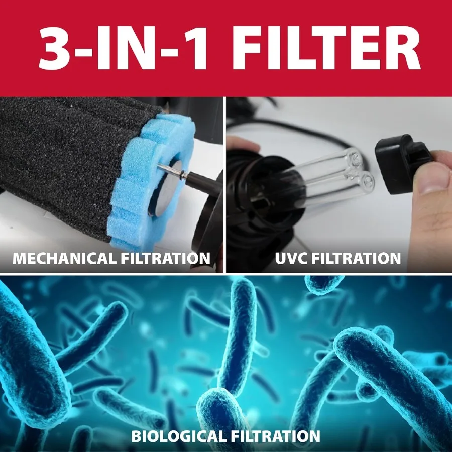 Sistema di filtraggio pressurizzato per esterni SimplyClear con filtro a contenitore bio leggero UVC per piccoli giardini acquatici stagni da 1250 galloni