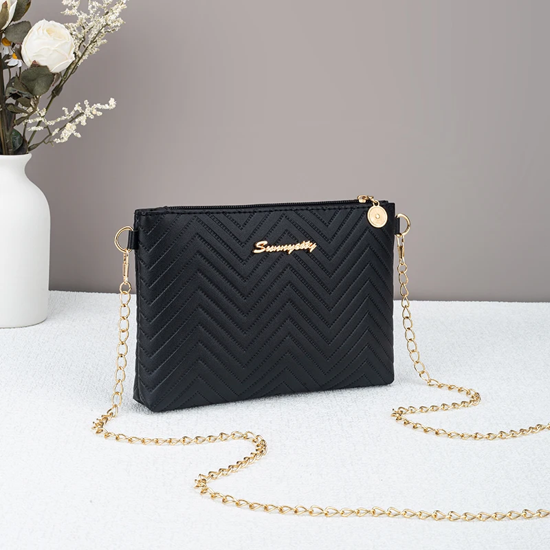 Neue minimalist ische Damen handtasche Kette gestreifte Umhängetasche Dual-Use-Damen tasche – Detail 2