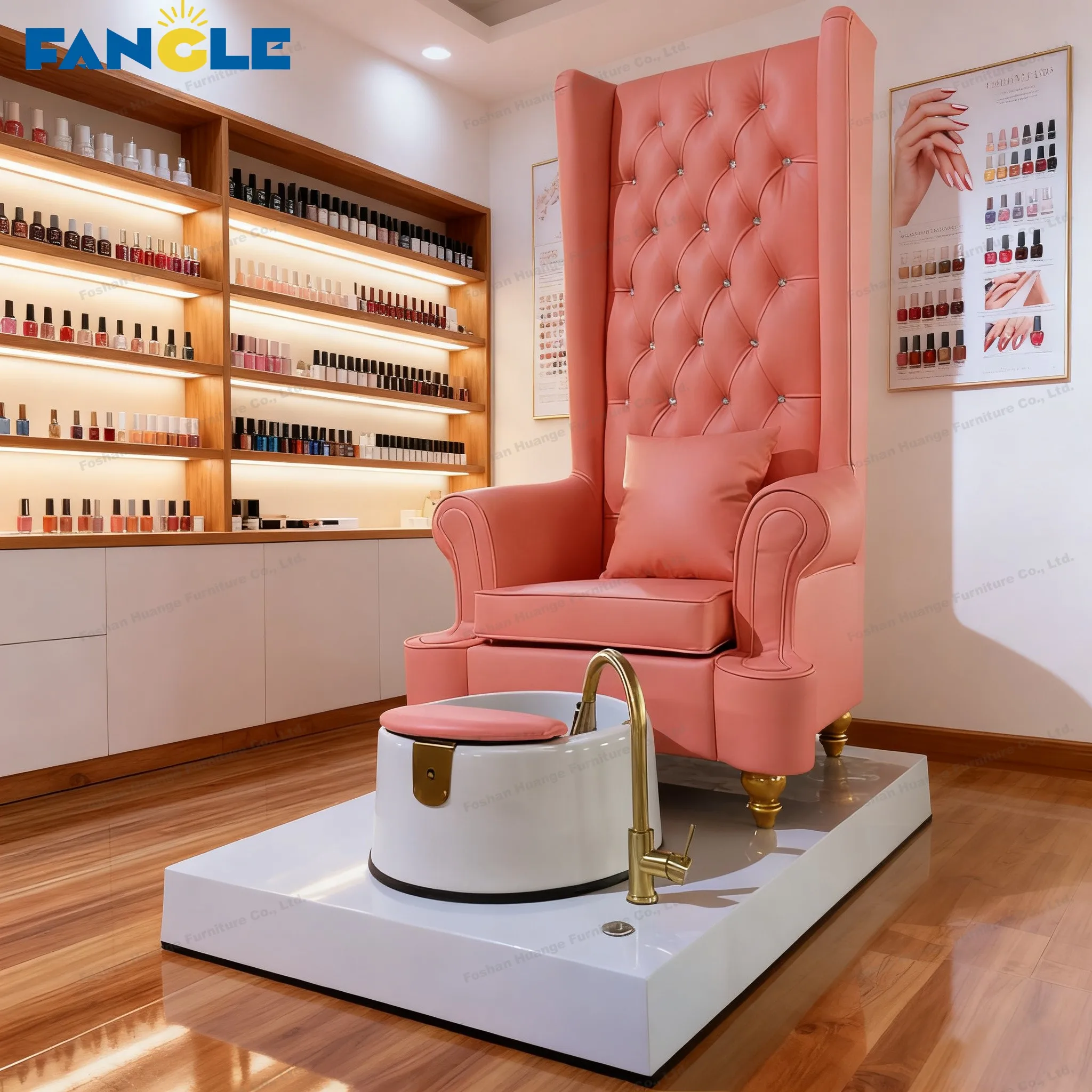 Modern Luxury Queen's Chair Nail Salon Furniture Pipeless Whirlpool Discharge Pump Foot Spa Massage Manicure Pedicure Chair