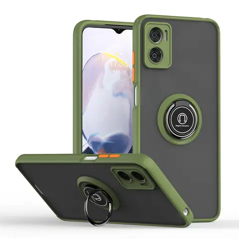 모토로라 모토 E22 E22i 케이스 충격 방지 갑옷 무광택 전화 케이스 MotoE22 E 22i E22 i 마그네틱 링 스탠드 홀더 뒷면 커버