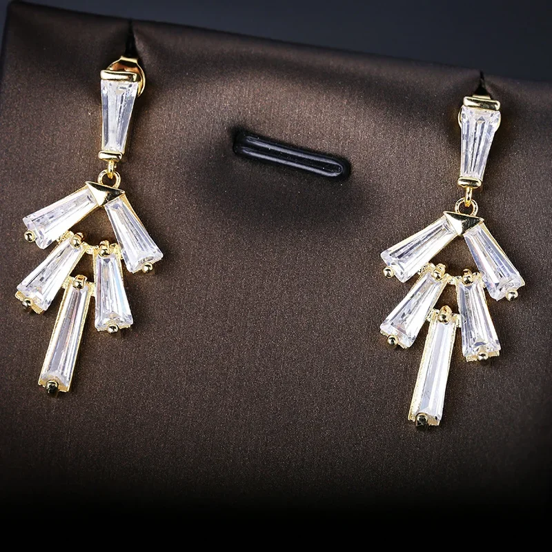 Fashionable new in earings 925 silver inlaid with AAAAA zircon elegant long tassel earrings for women's light luxury jewelry