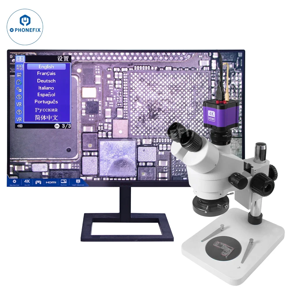 MS4K01 14MP 4K 60fps HDMI USB Industry Video Microscope Camera C-Mount Software Control Magnifier For Phone Chip PCB Repair