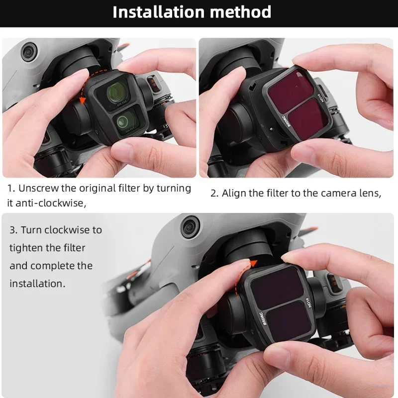 BRDRC Set di filtri per obiettivo fotocamera per DJI Air 3 UV/CPL/ND8/16/32 Kit di filtri a densità neutra in vetro ottico Accessori per droni