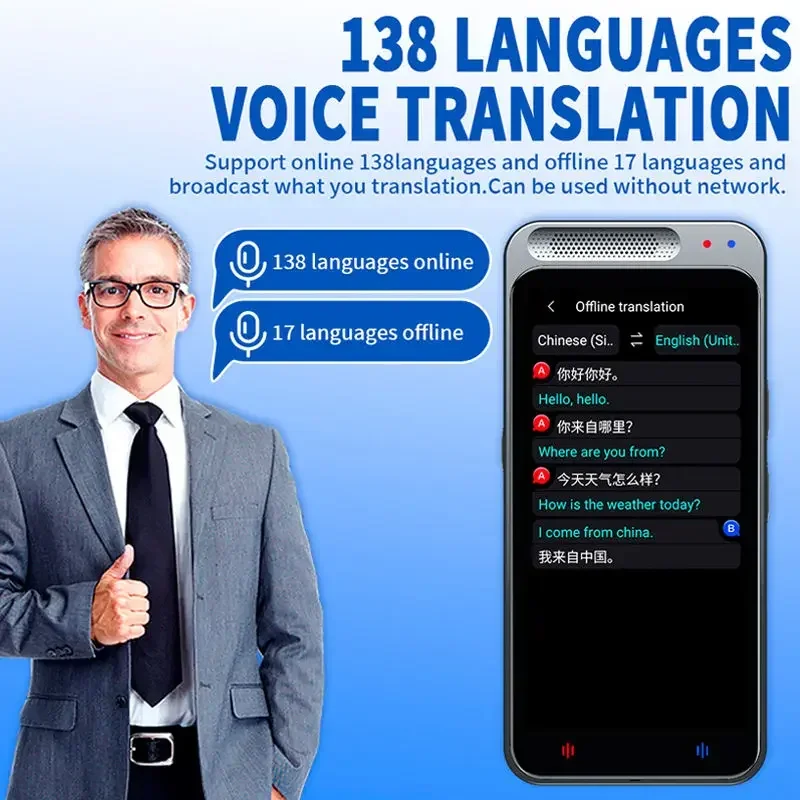 YYHC-Z6 AI Voice Translator Two Way Instant Translators with 138 languages Online/offline/image/recording Translation Device