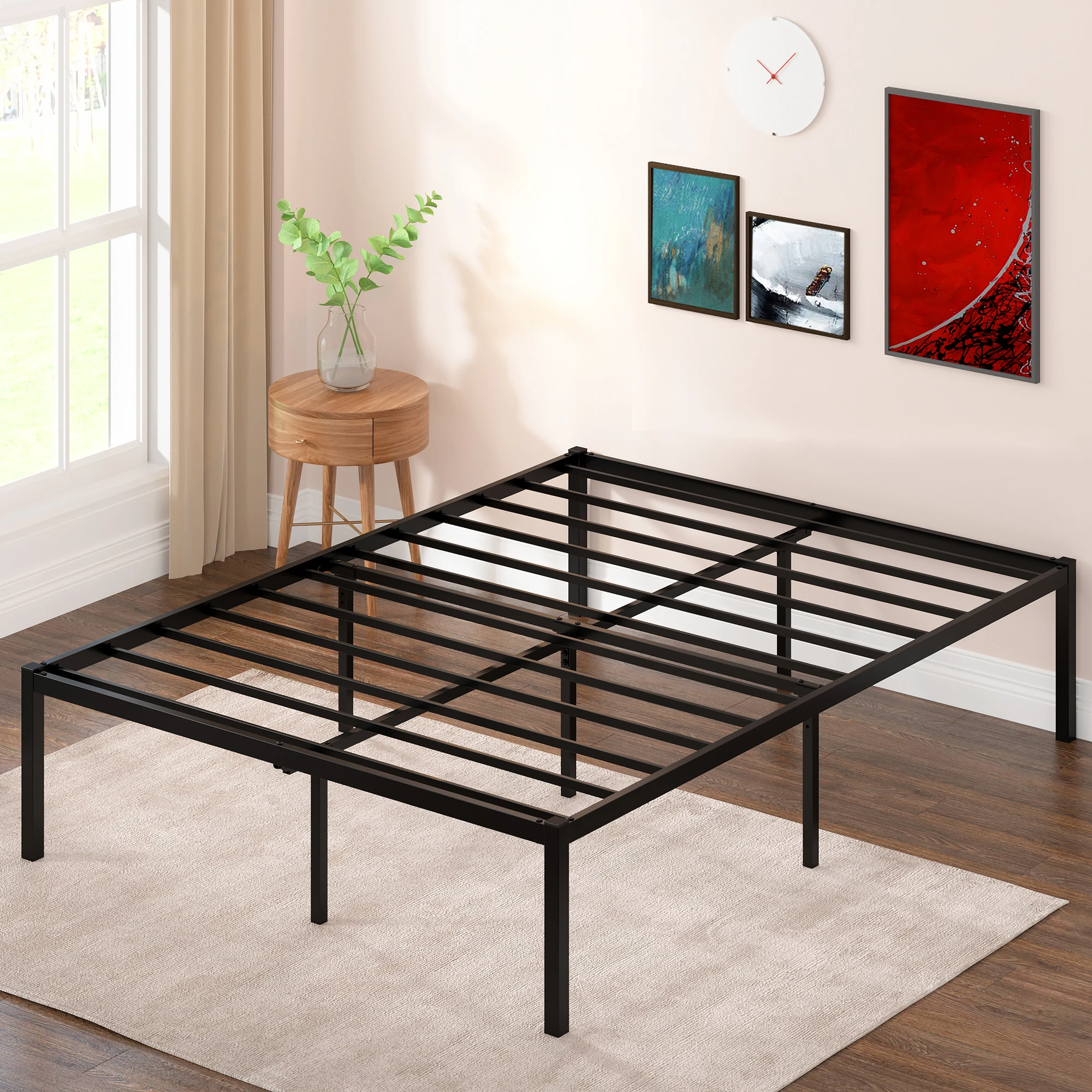 

18 Inch Queen Size Bed Frame Heavy Duty Metal Platform Bed with Underbed Storage, No Box Spring Needed, Easy Assembly