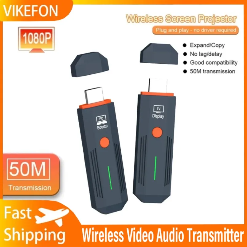 

50 м беспроводной передатчик и приемник видео, HDMI-совместимый адаптер дисплея, кабель, зеркало для камеры, ПК к телевизору