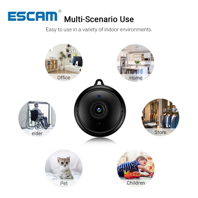 Escam V380 Mini Wifi IP Camera HD 1080P Wireless Indoor Camera Nightvision Two Way Audio Motion Detection Baby Monitor Camera