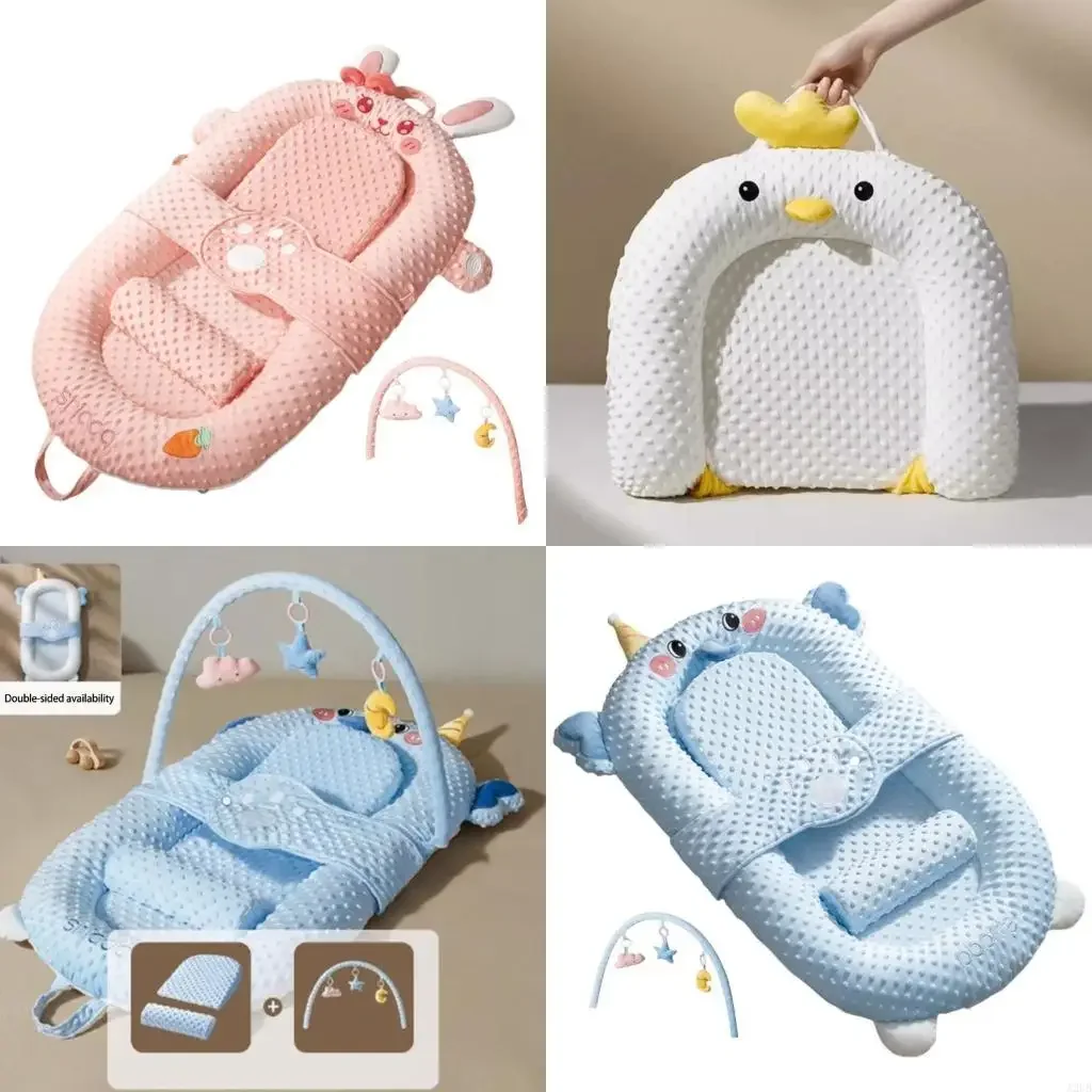 

1 Set Baby Sleep Bed Soothing Crib with Slope Pad Toy Rack for Comfortable Sleeping In Bedroom or Nursery Easy Wash 15UB