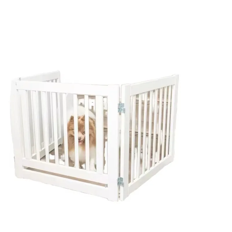 

24 Inch 3 Panel Wooden standing Pet Gate Modern Novelty Indoor Dog Safety Fence Expandable 60" Wide Foldable Dog Step Fence