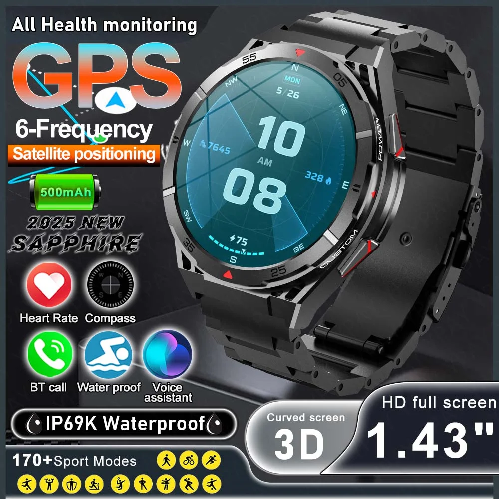 

2025 New For Xiaomi Outdoor Military GPS Smart Watch Men AMOLED Screen 5ATM Waterproof 480mAh Bluetooth Call Sports Smartwatch