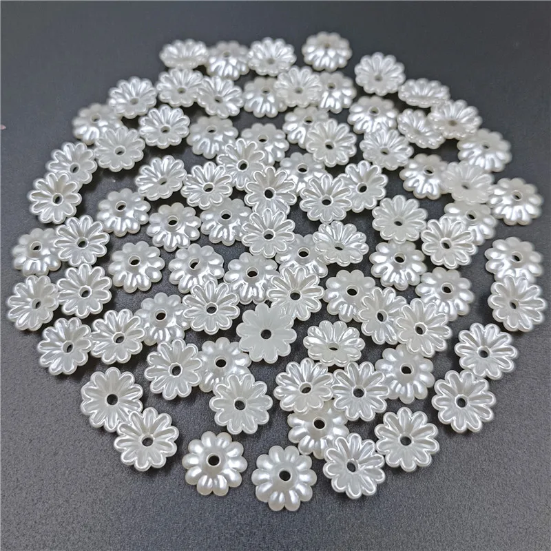 50/100Pcs ABS Acrylic White Imitation Pearl Flower Petal Beads Making DIY Jewelry Necklace Bracelet Earring Leaves