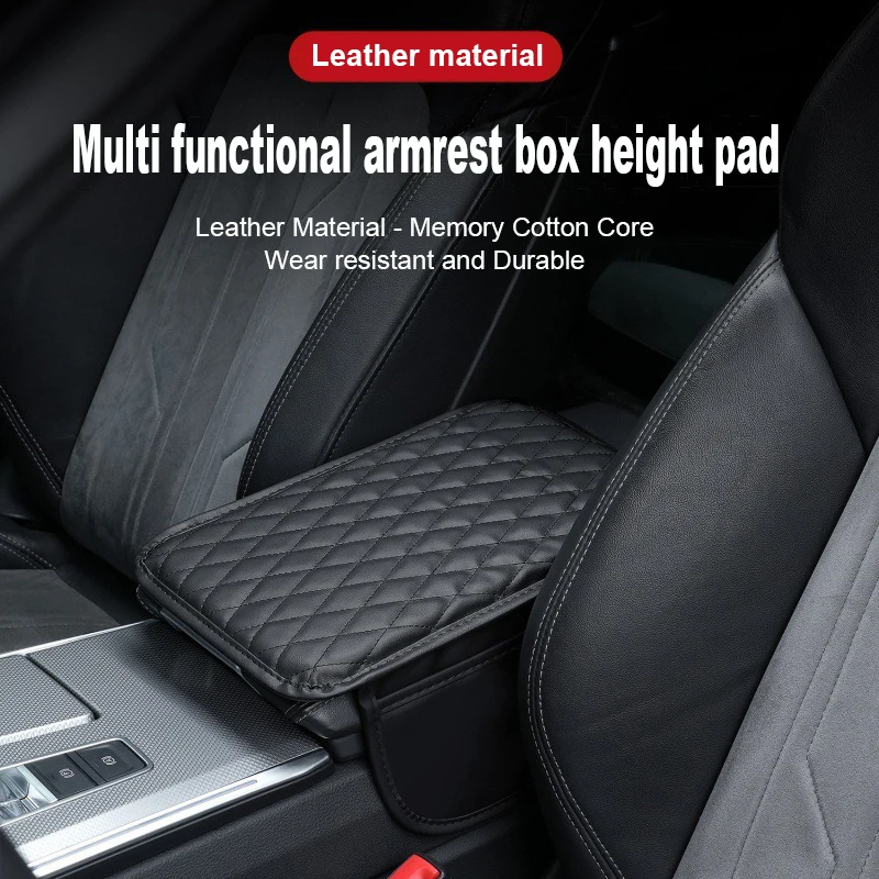 Car Armrest Box Cushion Multi Functional Dual Pocket Storage Bag Car Central Armrest Sponge Height Pad Cover Car Decoration