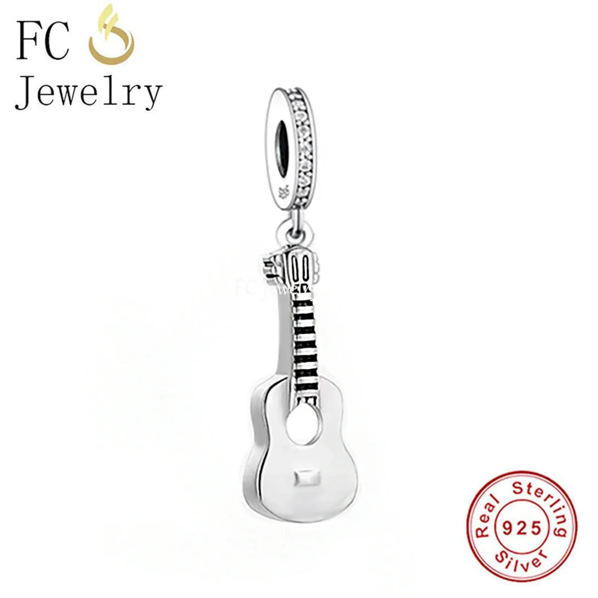 

Fit Original Pan Charm Bracelet Authentic 925 Sterling Silver Music Lover imple Guitar Bead For Making Women Berloque