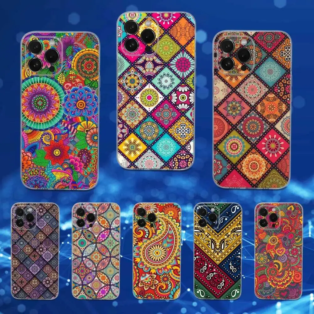 

Colorful Art Mandala Phone Case For iPhone 16,15,14,13,12,11 Pro,Max,Plus,X,XS,XR,SE,Mini Transparent Soft Cover