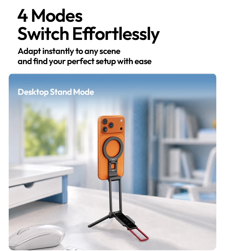 Ulanzi MA67 Overhead-Selfie-Stick mit Griff, magnetischer dreifach faltbarer Handyhalter für iPhone 17, 16, 15, Xiaomi, Huawei, für Vlog-Videos – Detail 4