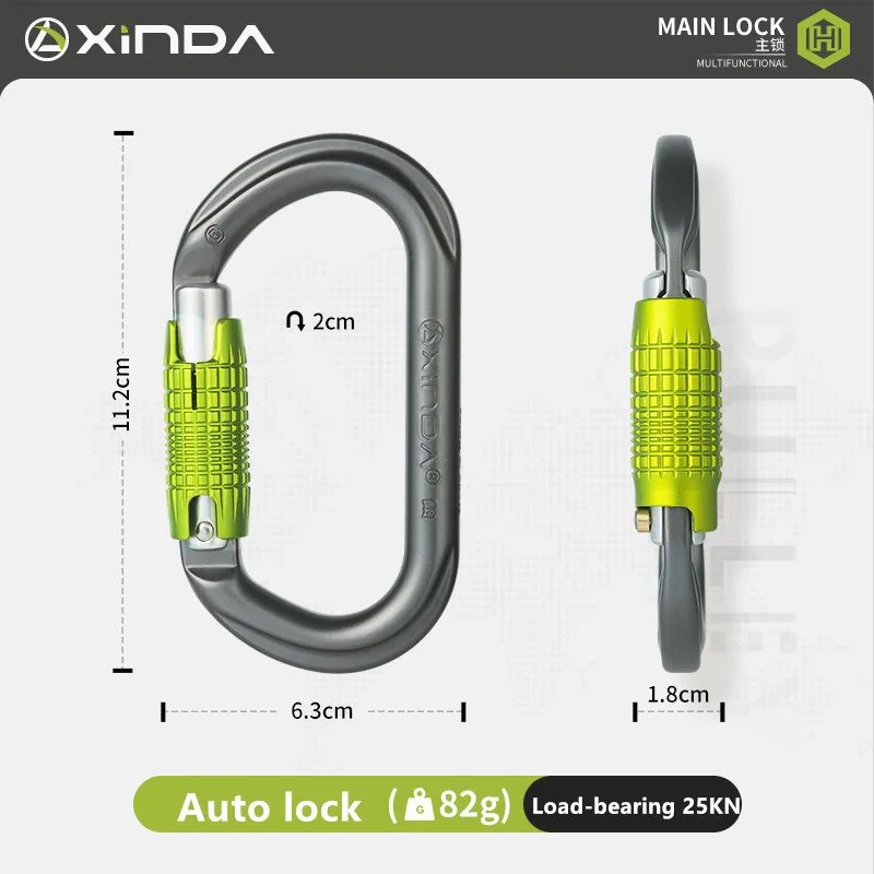 Xinda 25KN Professional Carabiner Auto Locking Gate Carabiner Climbing Rappelling Gear Quick Equipment