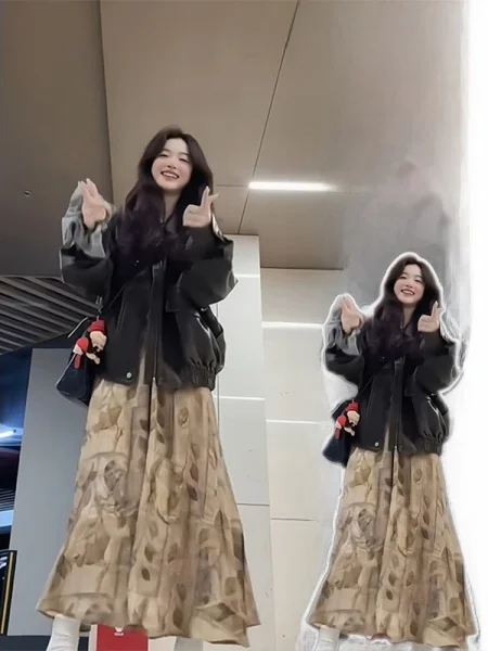 

plus Size Retro Women's Faion Set Spring High Waist Long Pants V-Ne irt Inner Tank Top Two-Piece Suit Lazy Sle Leathe...