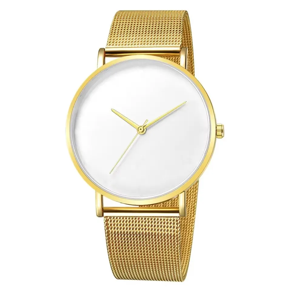 No logo Simple Watch with Blank Dial Mesh Stainless Steel Band Men Watches Thin Minimalist Customized Watch 40mm High Quality