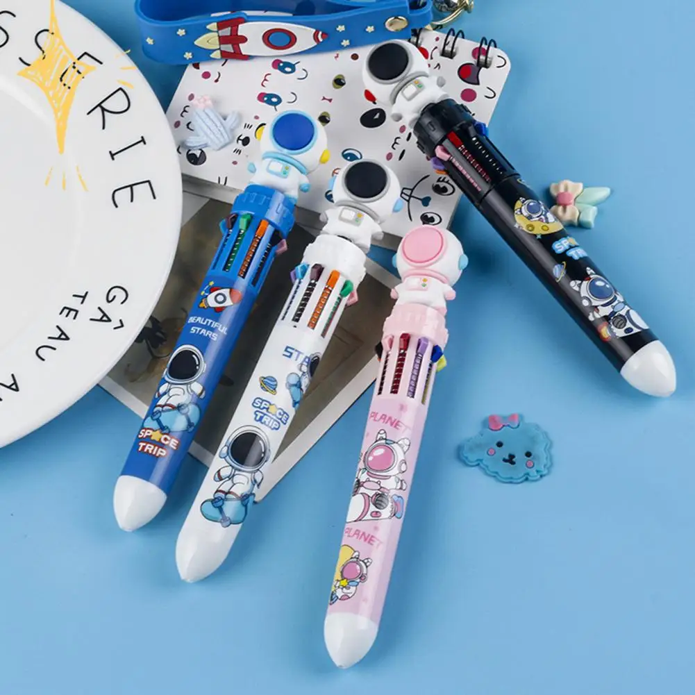 قلم حبر جاف إبداعي دفع من نوع ثابت حبر ناعم كتابة كرتونية رائد فضاء شكل عشرة ألوان قلم طالب لوازم منزلية