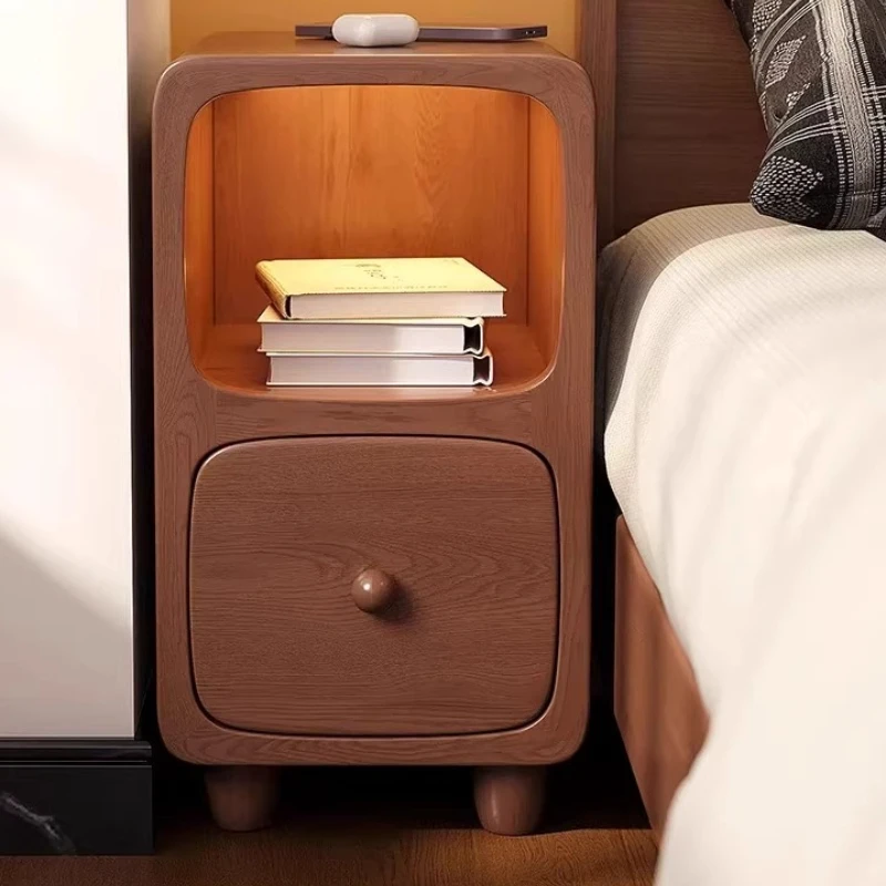Mesita de noche con cajones, mesita de noche nórdica de lujo para dormitorio, mesita de noche moderna de mediados de siglo, muebles de esquina únicos para el hogar