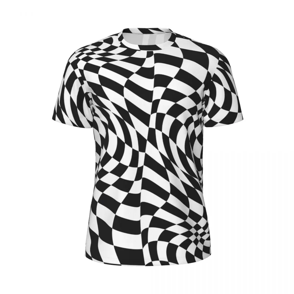 Abstract Striped T-Shirt Male Black And White Geometric Y2K Gym T Shirts Quick Dry Summer Hip Hop Tees Pattern Oversize Tops