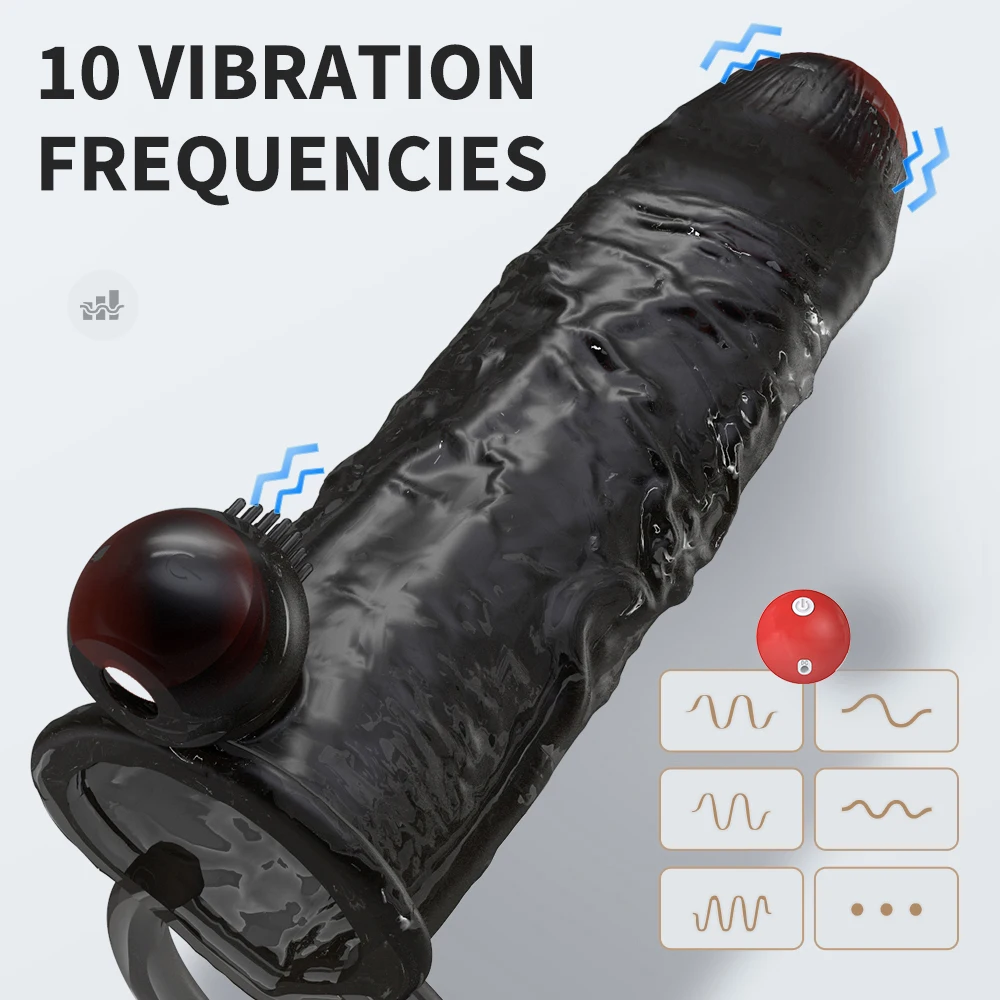 10 Speeds Wireless Control Penis Ring Sleeve Vibrator Delay Ejaculation Enlargement Reusable Condoms Adult Sex Toys For Men