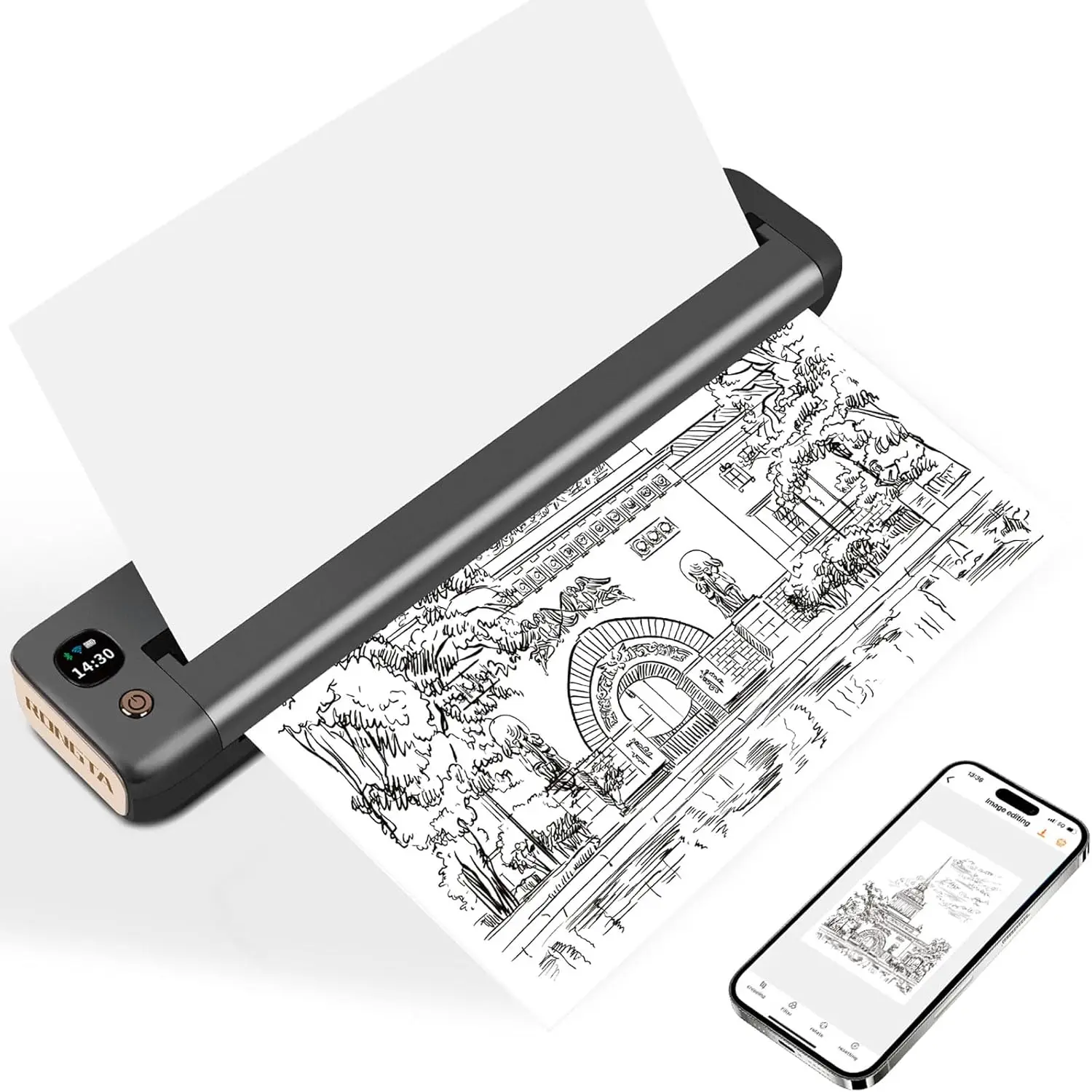 

Portable Bluetooth Thermal Printer for Travel, Compatible with Android iOS & Laptop, Supports US Letter Size, Gray