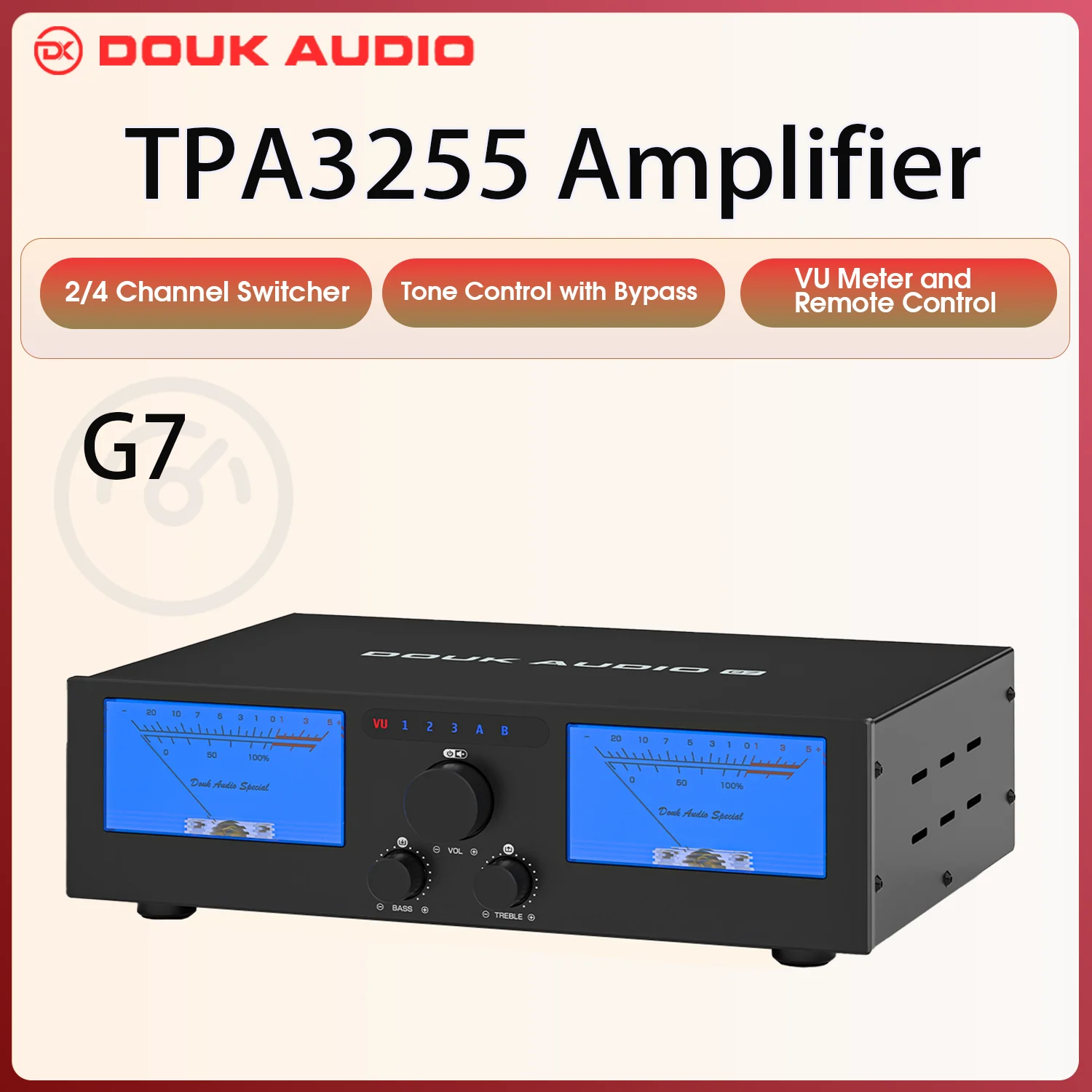 

Douk Audio G7 HIFI 300W 2 Channel / 4 Channel Digital Amplifier Speaker Selector for Eversolo DMP-A6 with TPA3255