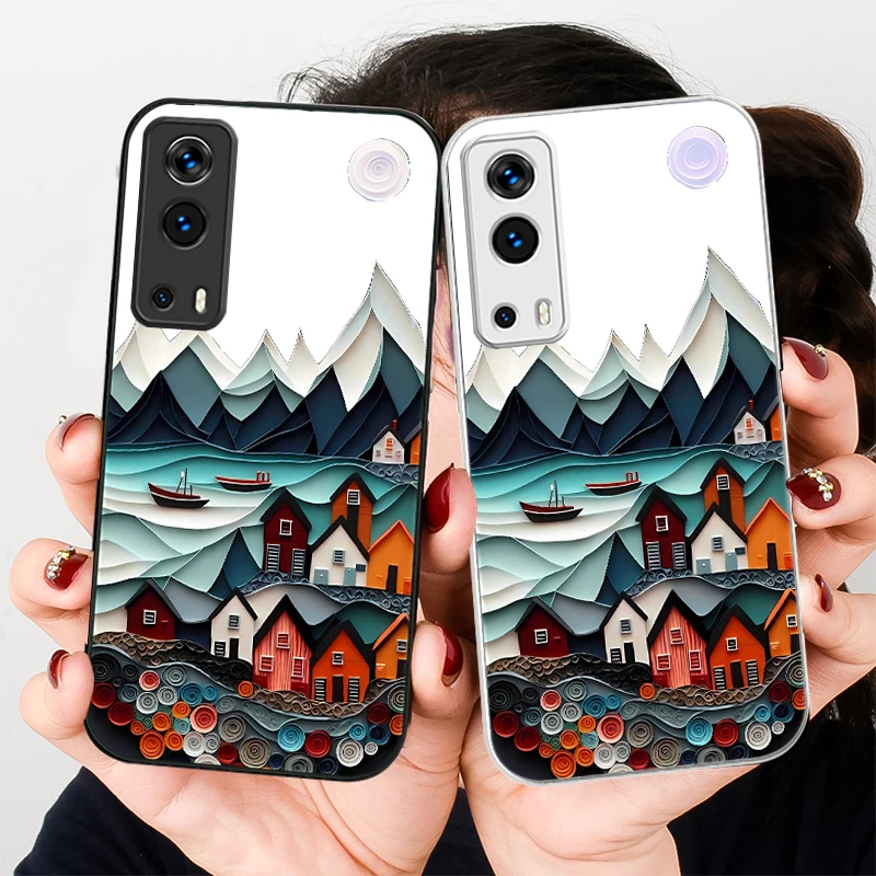 

Oil Painting House For VIVO Y72 X100 Pro Y55 16 V20 29 V30 X60 Pro Y11s Y20 X80 Pro 5G Y36 4G V23e Tempered Glass Phone Case