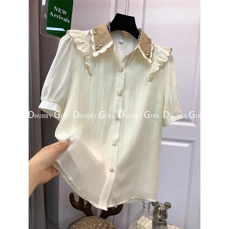 

Fairy Sweet Korean Fashion Style Chic Collar Summer 2023 Design Style New Tshirth Tees Women