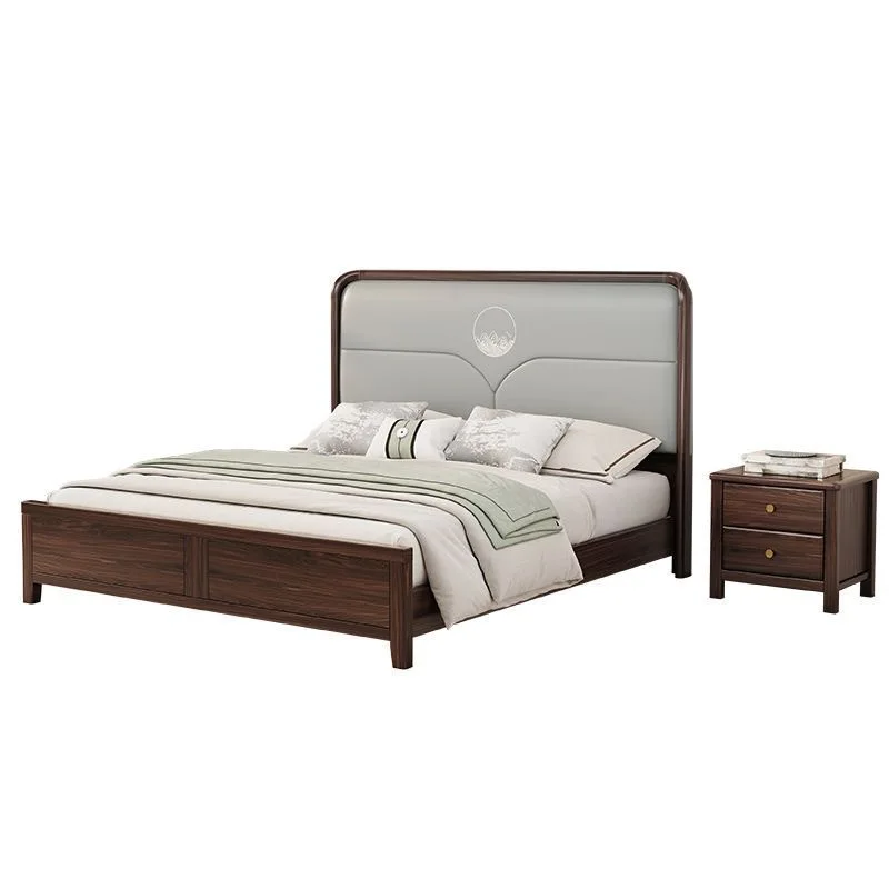 

New Chinese style, ebony, household, solid wood bed 1.8M all solid wood