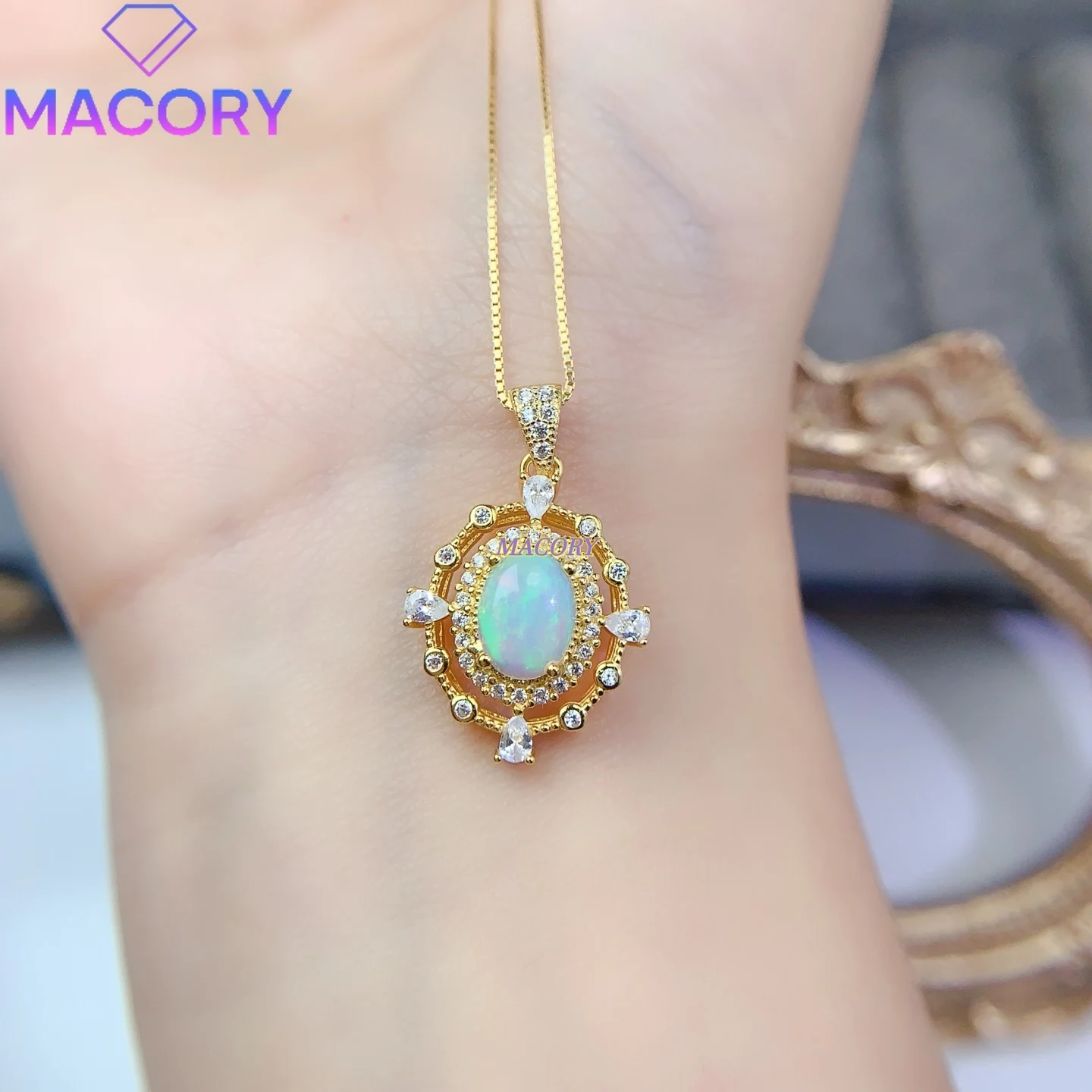 New natural opal necklace for women made of  sterling silver exquisitely crafted to enhance elegance with high-end fine setting