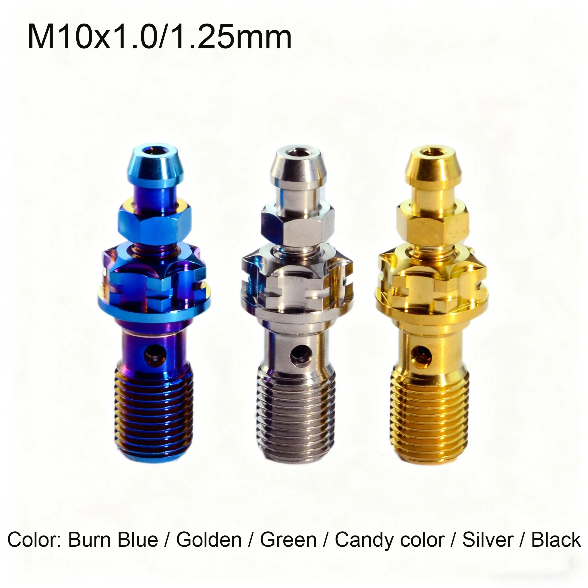 1Pcs Titanium Alloy Fancy Bolts Screw M10x1.0/1.25mm Single/Double Hole Caliper Brake Oil Pipe Motorcycle Modification Screws