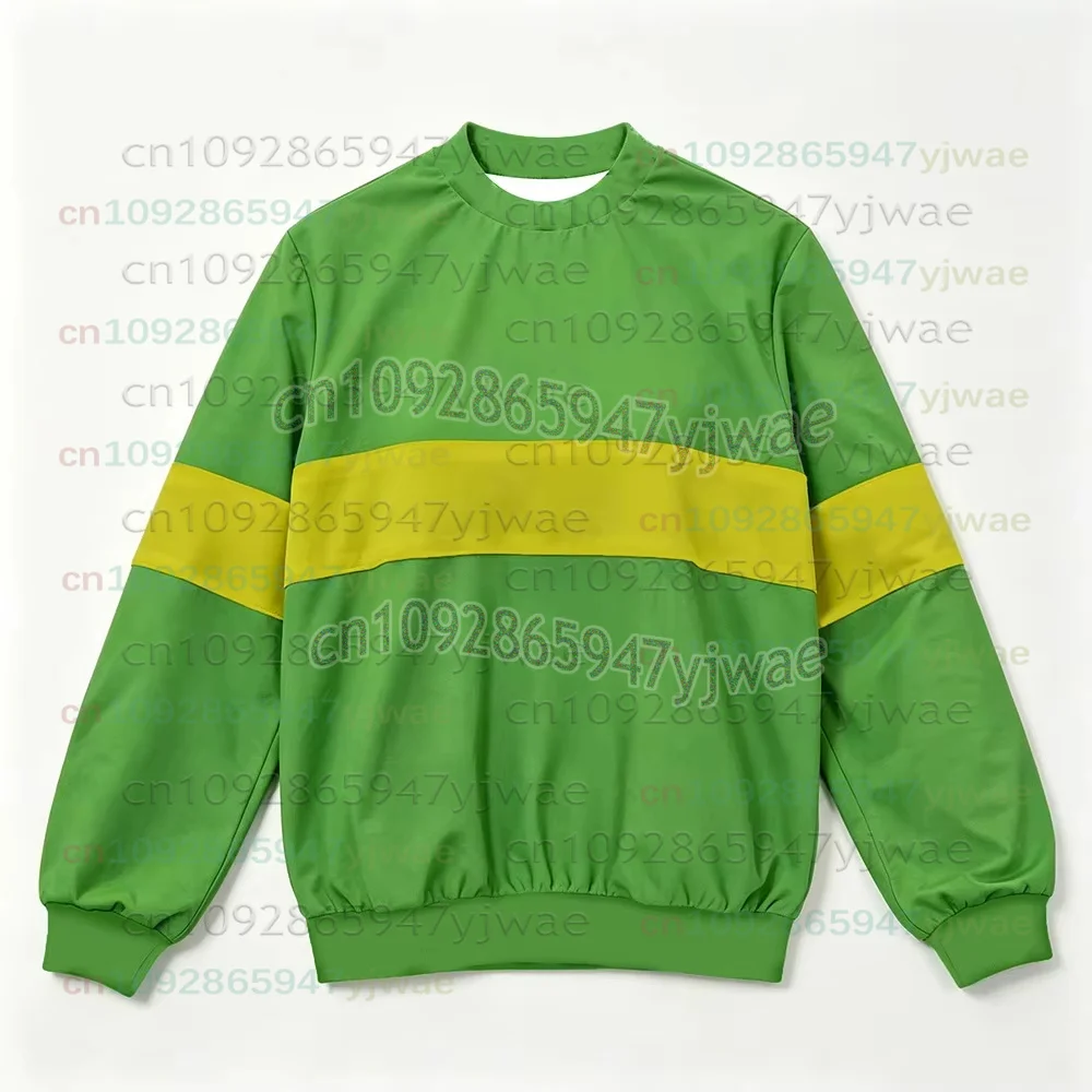 26 Deltarune Undertale Kris Cosplay Halloween Mode O-Ausschnitt Sweatshirt Herren Damen Kinder Kleidung Grün Gelb Gestreifte Pullover – Detail 12