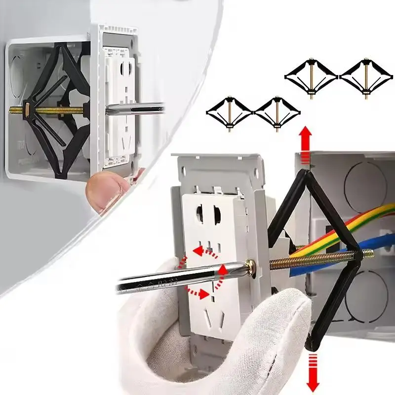 10/50pcs Rod Adjustment Sockets Box Electrical Sets 86 Type Wall Socket Bottom Box Repair Screw Tools Wall Switch Fixed Support
