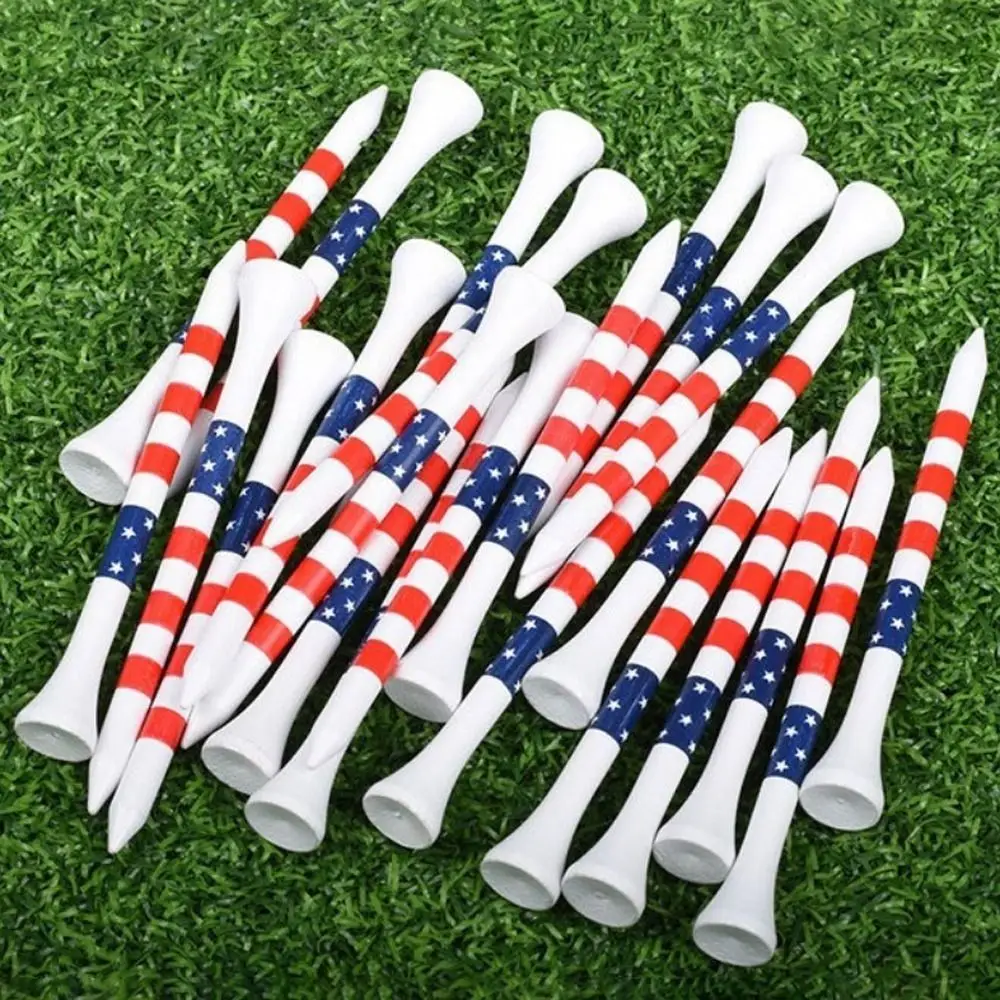 10PCS 70mm/83mm Golf Tees Bamboo Colored Stripes Tees Step Down Reduces Friction Side Spin Golf Ball Holder Golf Swing Exercises