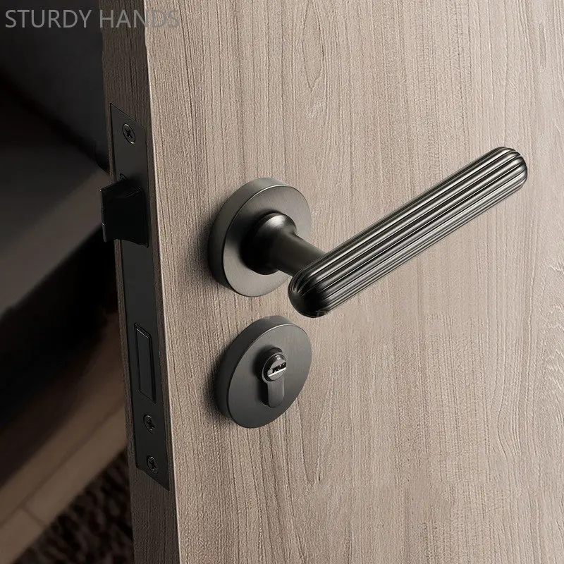 Interior Wooden Door Handle Deadbolt Lock Bedroom Zinc Alloy Mute Security Door Lock Home Universal Hardware Door Locks