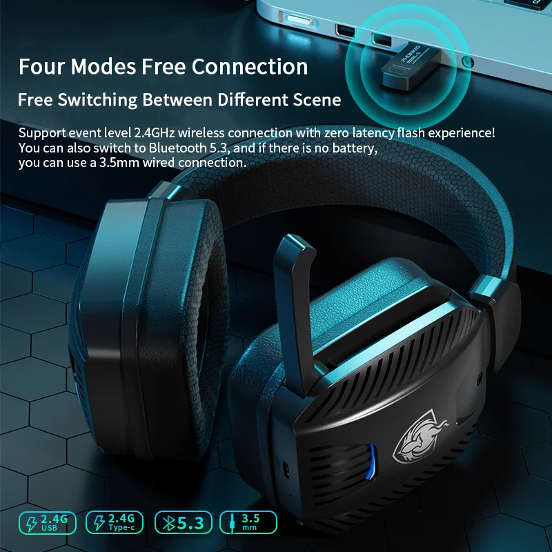 

Game Headset 2.4G Plug Bluetooth Wired Connection Large Battery Fold Macrophone Wireless Esport Earphone Call Noise Reduction
