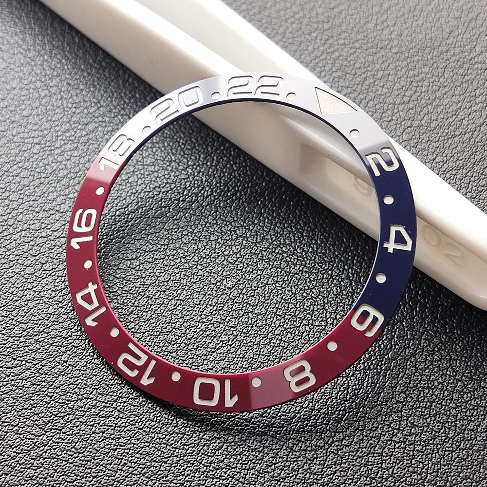 

GMT watch bezel 38mm*30.6mm High quality red and blue cola bezel inserted into Ceramic bezel suitable for 40mm Men's watch case