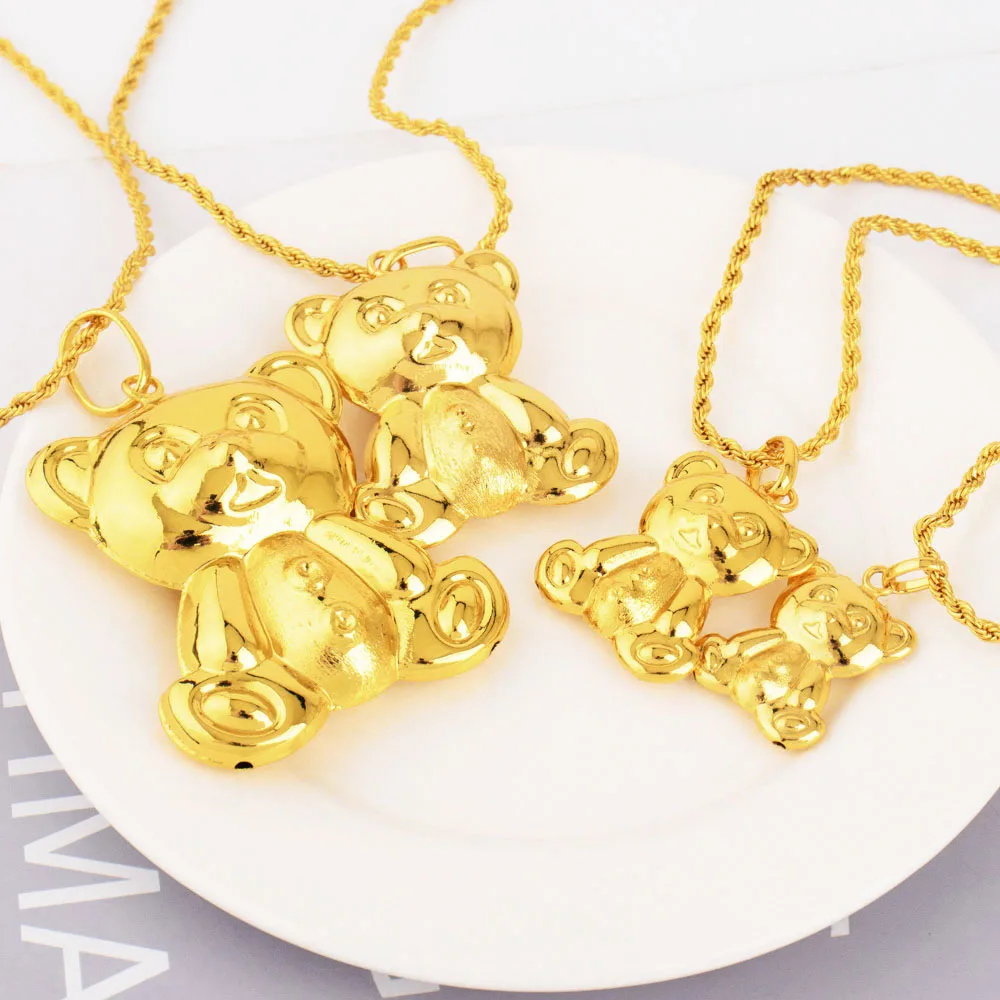 Goldfarbene Bären-Anhänger, modische 18 Karat vergoldete Halskette für Herren und Damen, DIY-Schmuck, Musik, Festival, Party, Jahrestag, Geschenk – Detail 6
