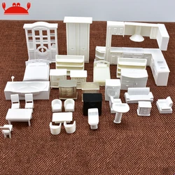 2pcs 1:25 Dollhouse Miniature Furniture Table Chair Cabinet Cupboard Bookcase Sofa Interior Diorama Architectural Accessories